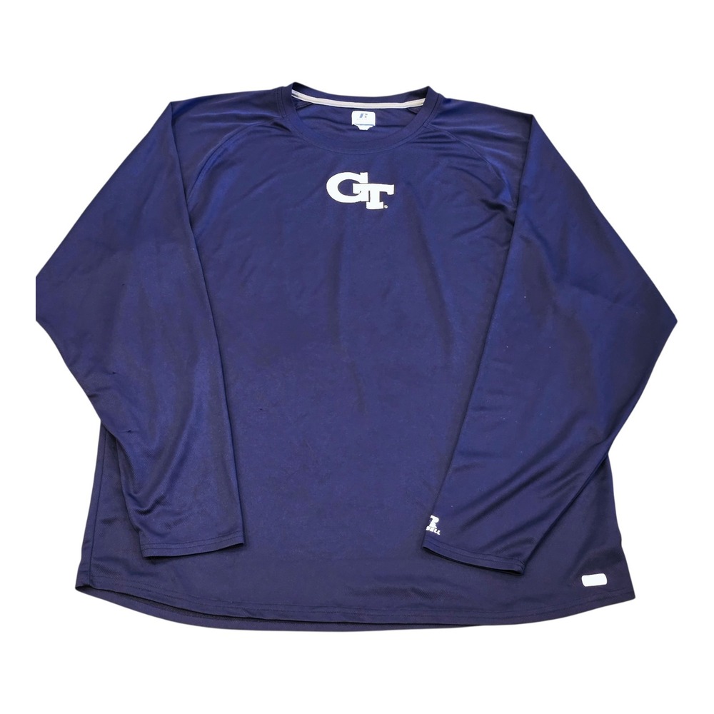 Georgia Tech Yellow Jackets Russell Athletic Dri-Power Long Sleeve 2XL Blue